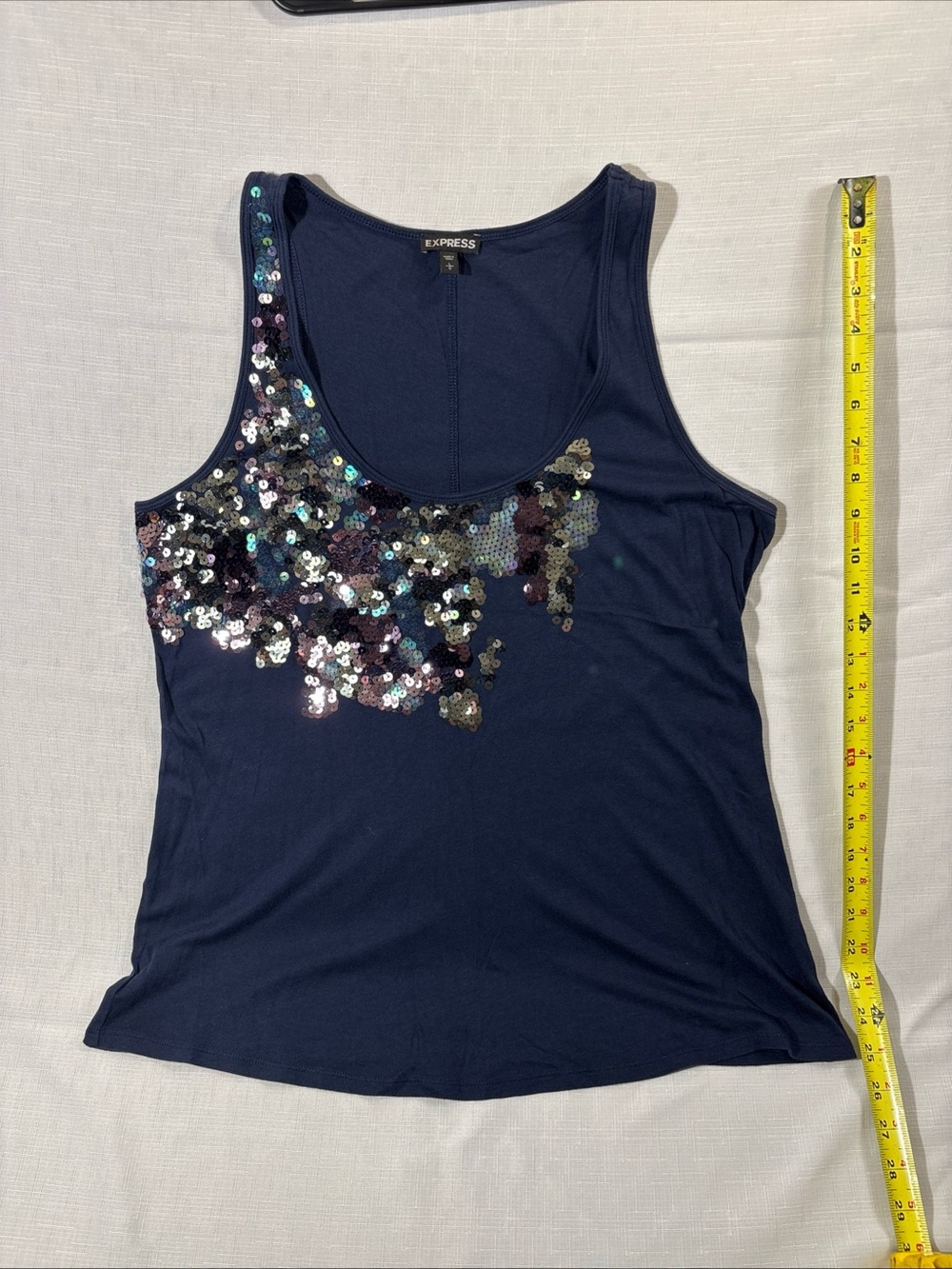 Express Navy Tank with Iridescent Sequin Detail